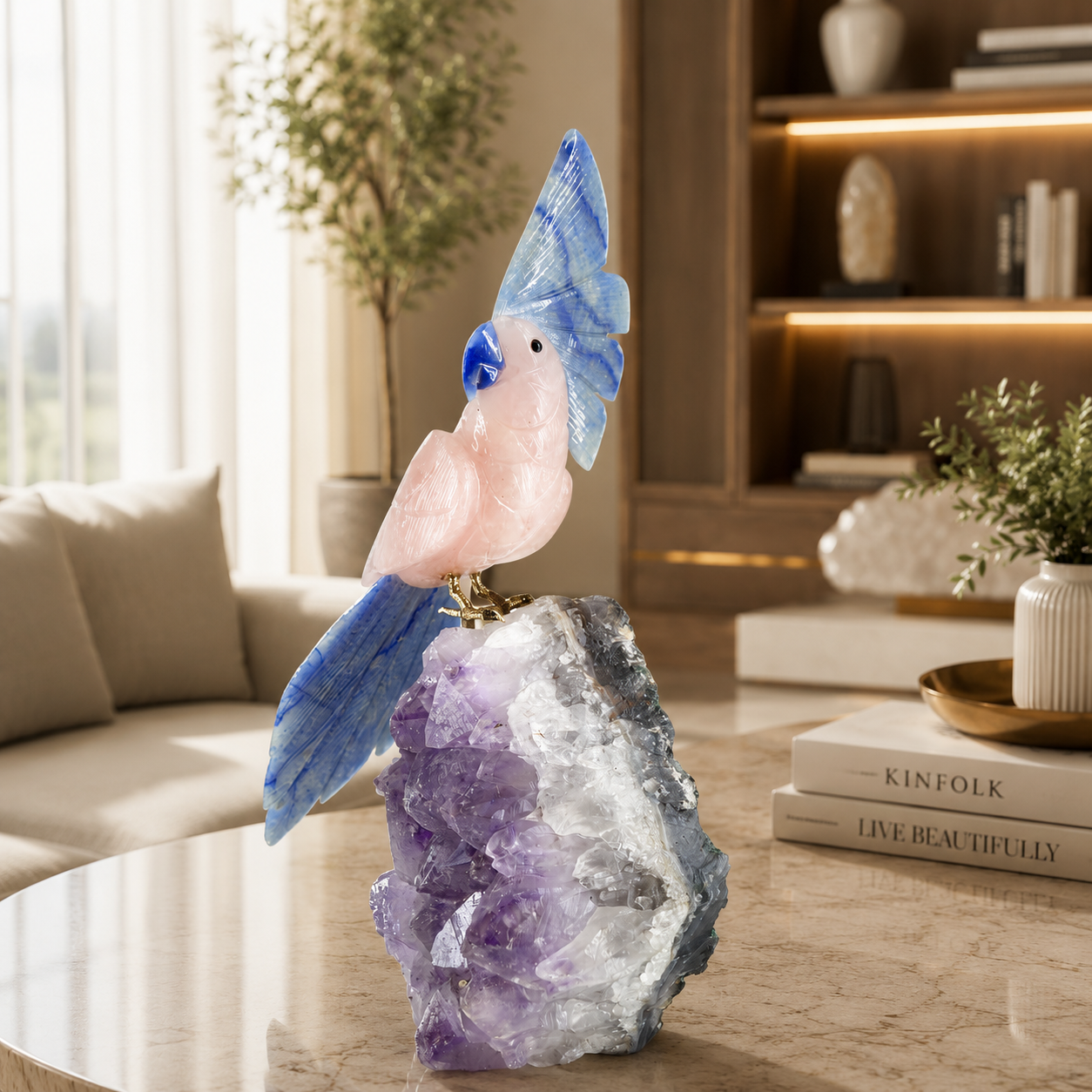 Roselume Amethyst Gemstone Bird – Crystal Parrot Home Décor, Love & Wisdom Symbol | 10 Inch, 2.25 kg