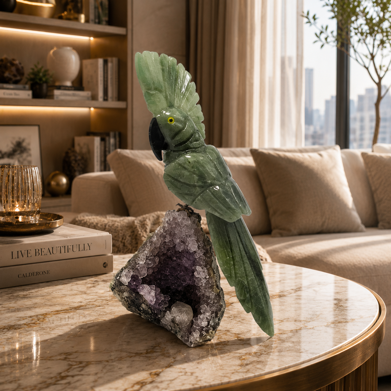 Verdara Amethyst Gemstone Bird – Prosperity & Harmony Crystal Parrot Décor | 6 Inch, 0.450 kg