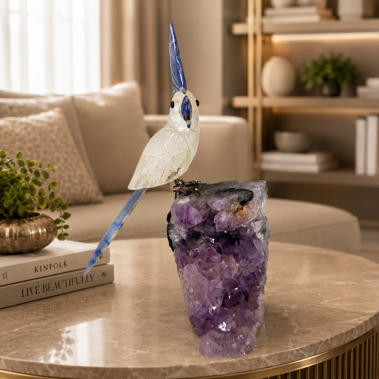 Aurevia Quartz Gemstone Bird – Crystal Parrot Home Décor, Wisdom & Clarity Symbol, 9.8 Inch, 1.4 kg