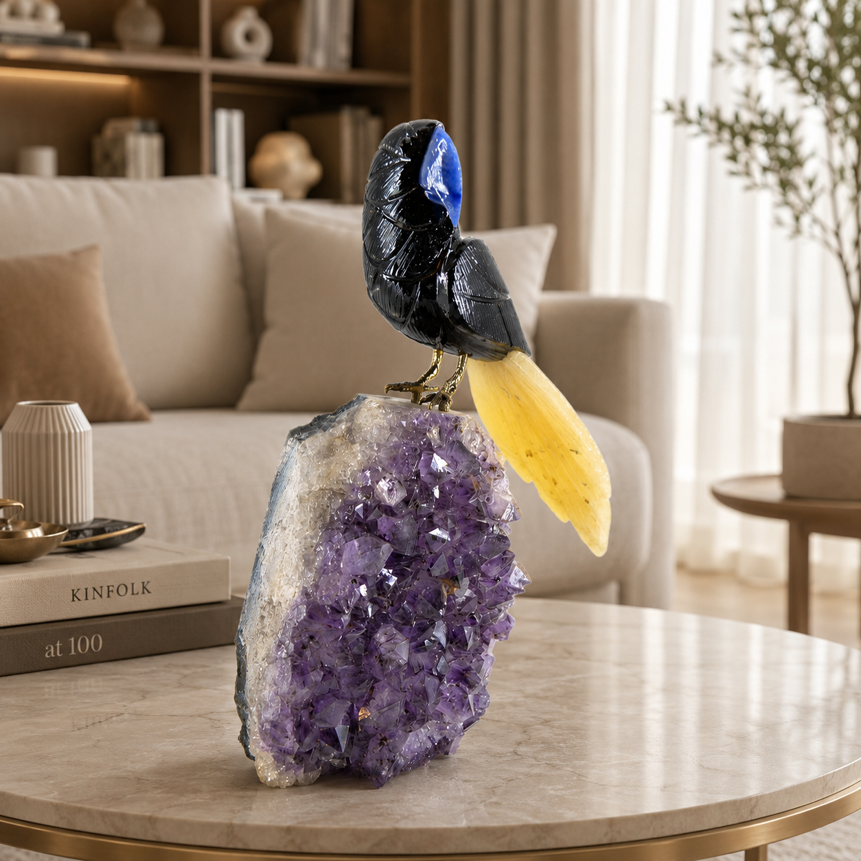 Noctevia Amethyst Gemstone Bird – Protective Energy & Positivity Symbol | 8.2 Inch, 1.5 kg