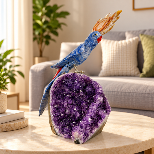 Azura Amethyst Gemstone Bird – Blue Sodalite Crystal Parrot Home Décor, Clarity & Harmony Symbol, 12 Inch, 3.362 kg