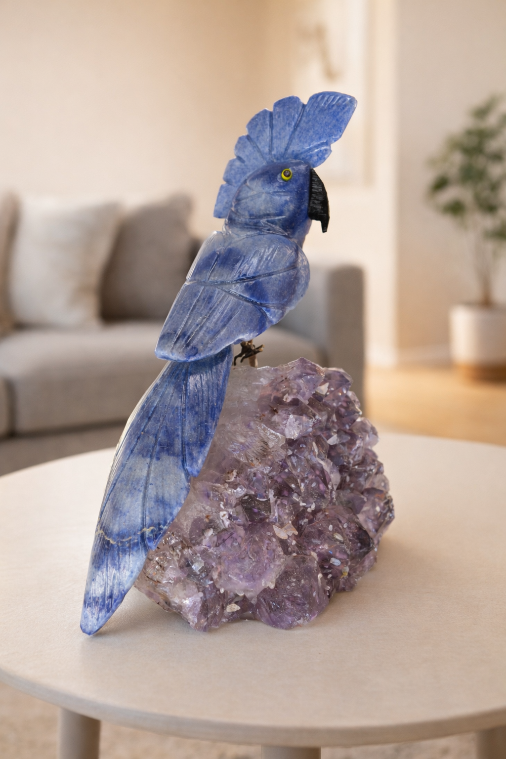 Stillwater Bird – Sodalite Gemstone Bird – Amethyst Base Home Décor, Calm & Clarity Symbol (6 Inch, 900 g)