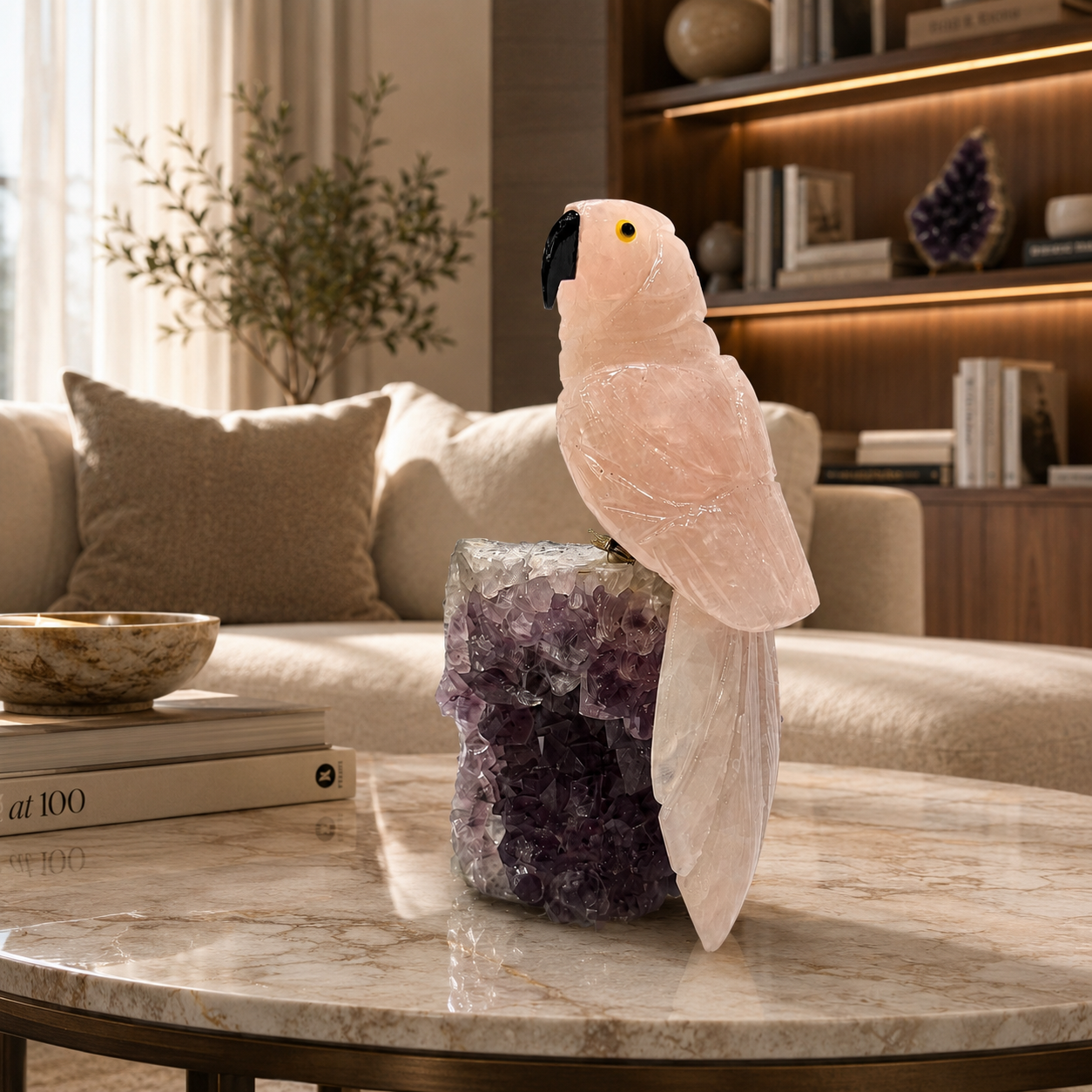 Roselume Amethyst Gemstone Bird – Crystal Parrot Home Décor, Love & Serenity Symbol | 5 Inch, 0.576 kg