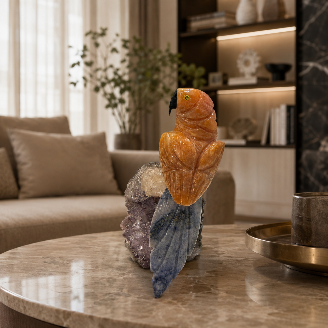 Solara Amethyst Gemstone Bird – Crystal Parrot Home Décor, Joy & Inspiration Symbol | 5 Inch | 0.724 kg