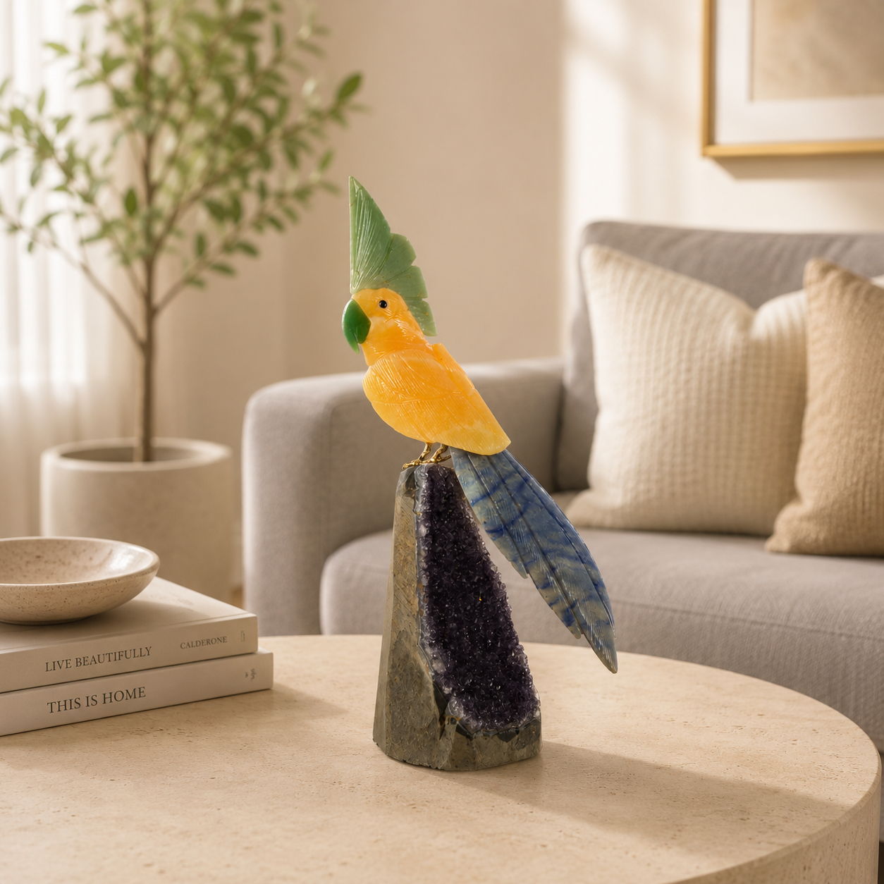 Veloria Amethyst Gemstone Bird – Prosperity & Wisdom Symbol, Luxury Crystal Home Décor, 12 Inch, 1.6 kg