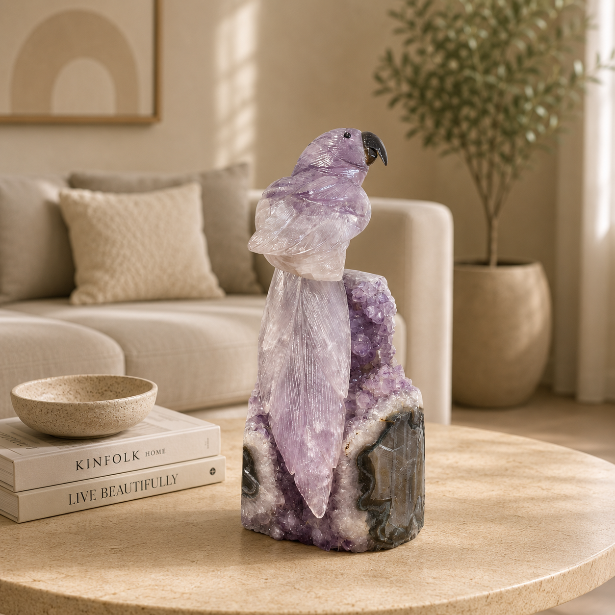Velunara Amethyst Gemstone Bird – Full Amethyst Crystal Parrot Décor, Peace & Protection Symbol (8 Inch, 1.7 kg)