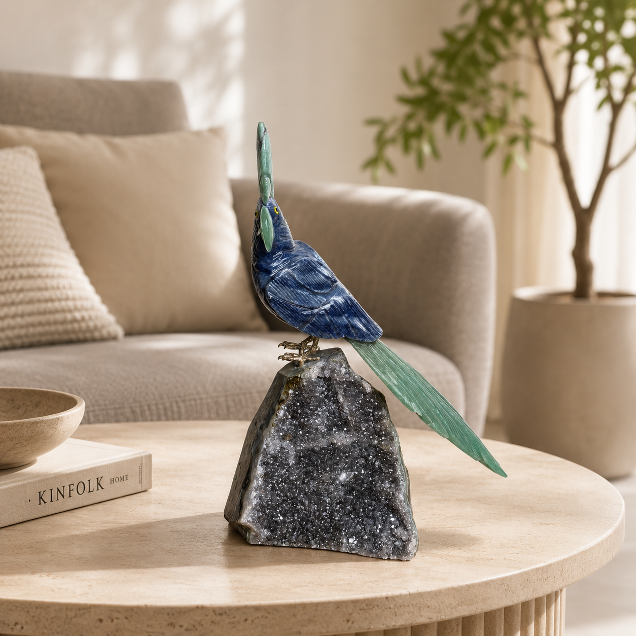 Celestara Amethyst Gemstone Bird – Blue Sodalite Crystal Parrot Décor, Wisdom & Harmony Symbol (9 Inch, 1.6 kg)