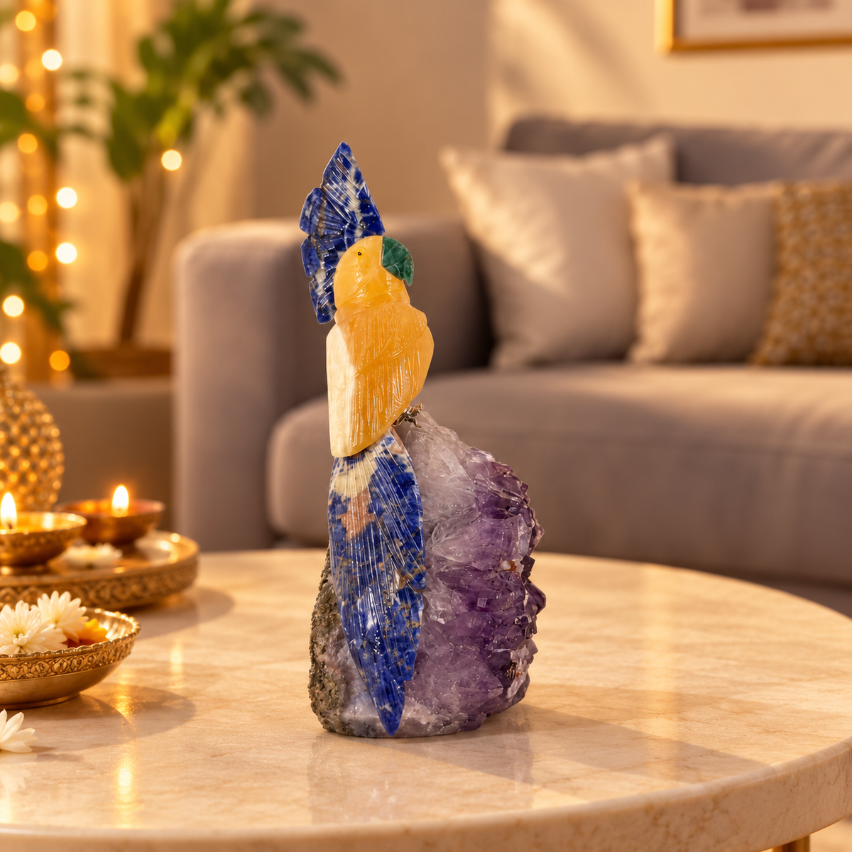Solara Amethyst Gemstone Bird – Crystal Parrot Home Décor, Positivity & Clarity Symbol, 7.5 Inch, 0.900 kg