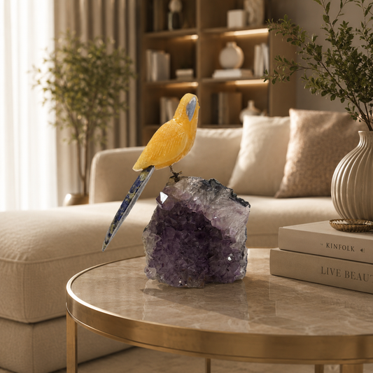 Solara Amethyst Gemstone Bird – Crystal Parrot Home Décor, Joy & Wisdom Symbol | 6.7 Inch, 0.832 kg