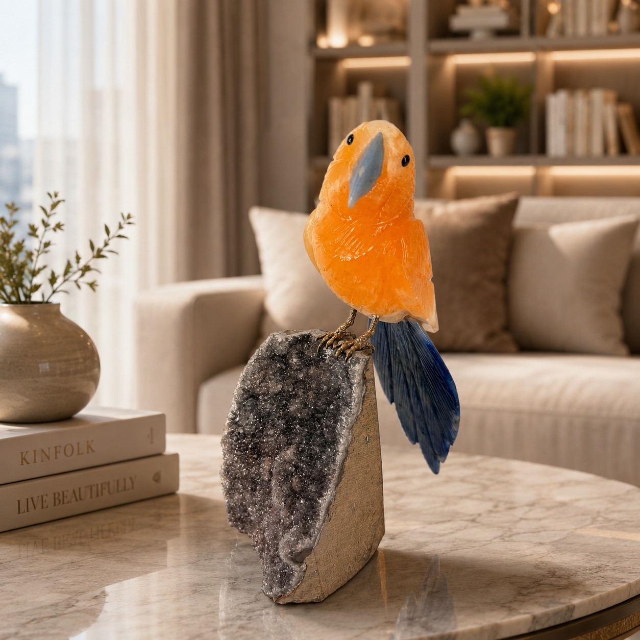 Solvique Amethyst Gemstone Bird – Crystal Parrot Home Décor, Joy & Prosperity Symbol | 9 Inch, 1.4 kg