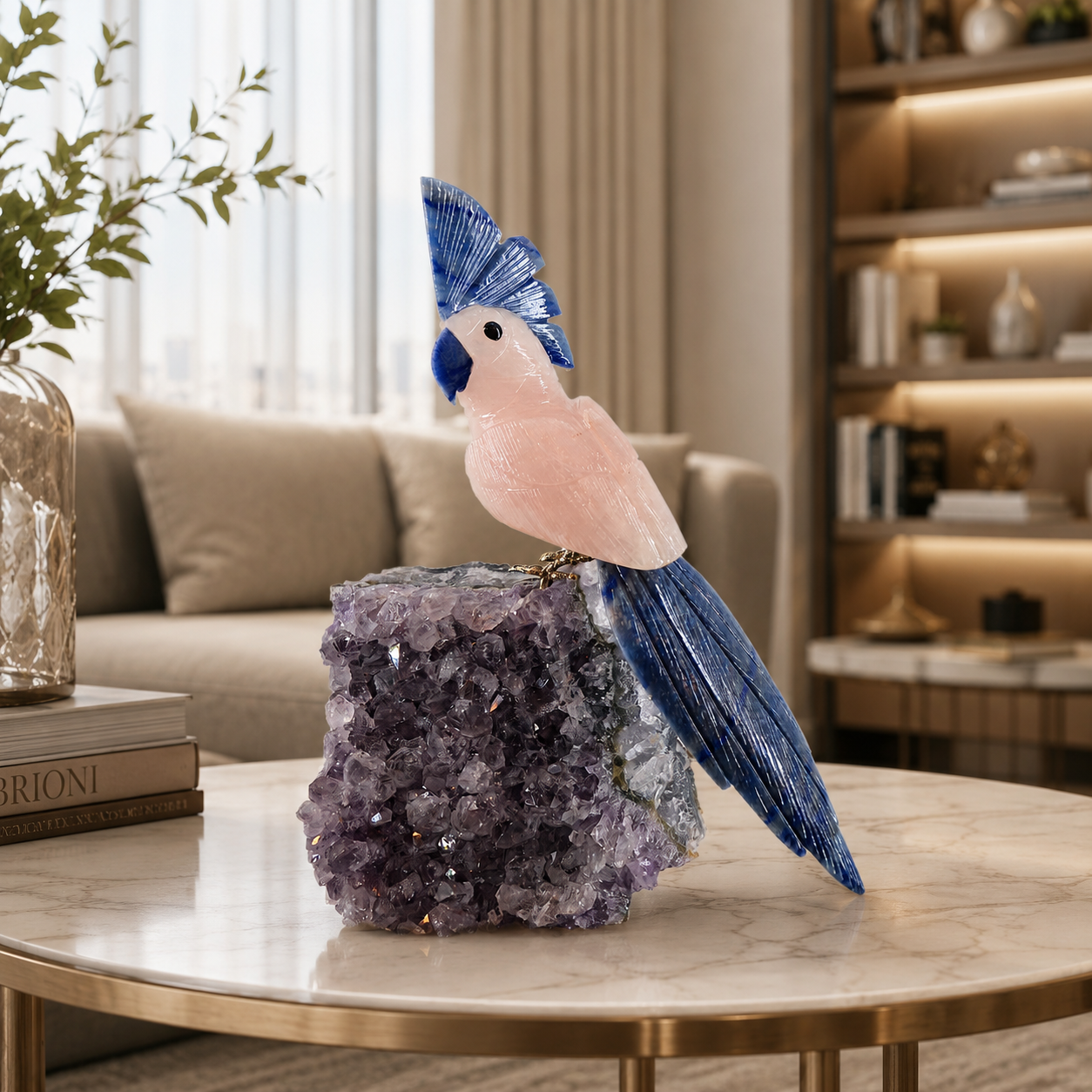 Serenova Amethyst Gemstone Bird – Crystal Parrot Home Décor, Love & Wisdom Symbol | 9.4 Inch, 1.8 kg