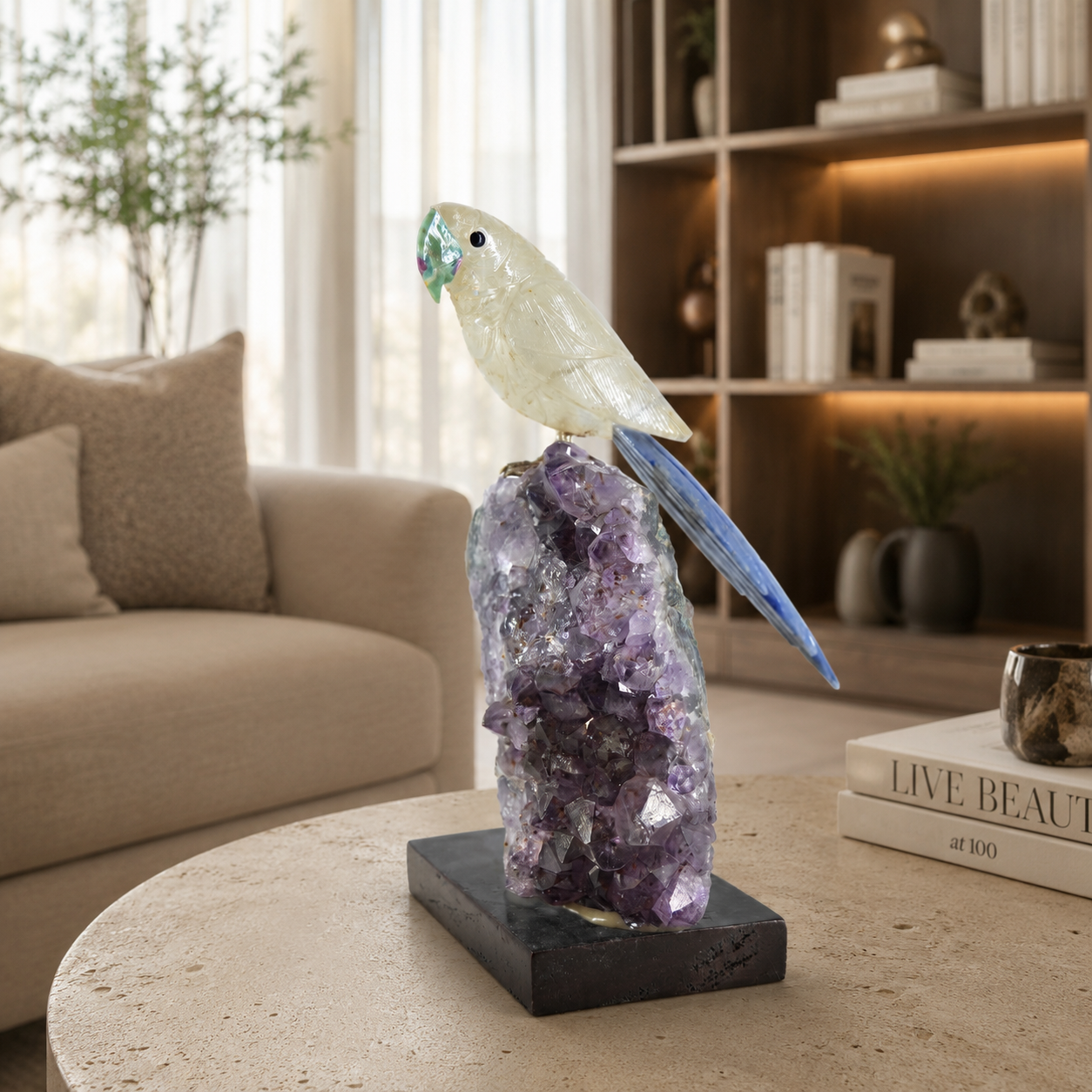 Aurelis Amethyst Gemstone Bird – Crystal Parrot Home Décor, Wisdom & Serenity Symbol | 8 Inch, 1.8 kg