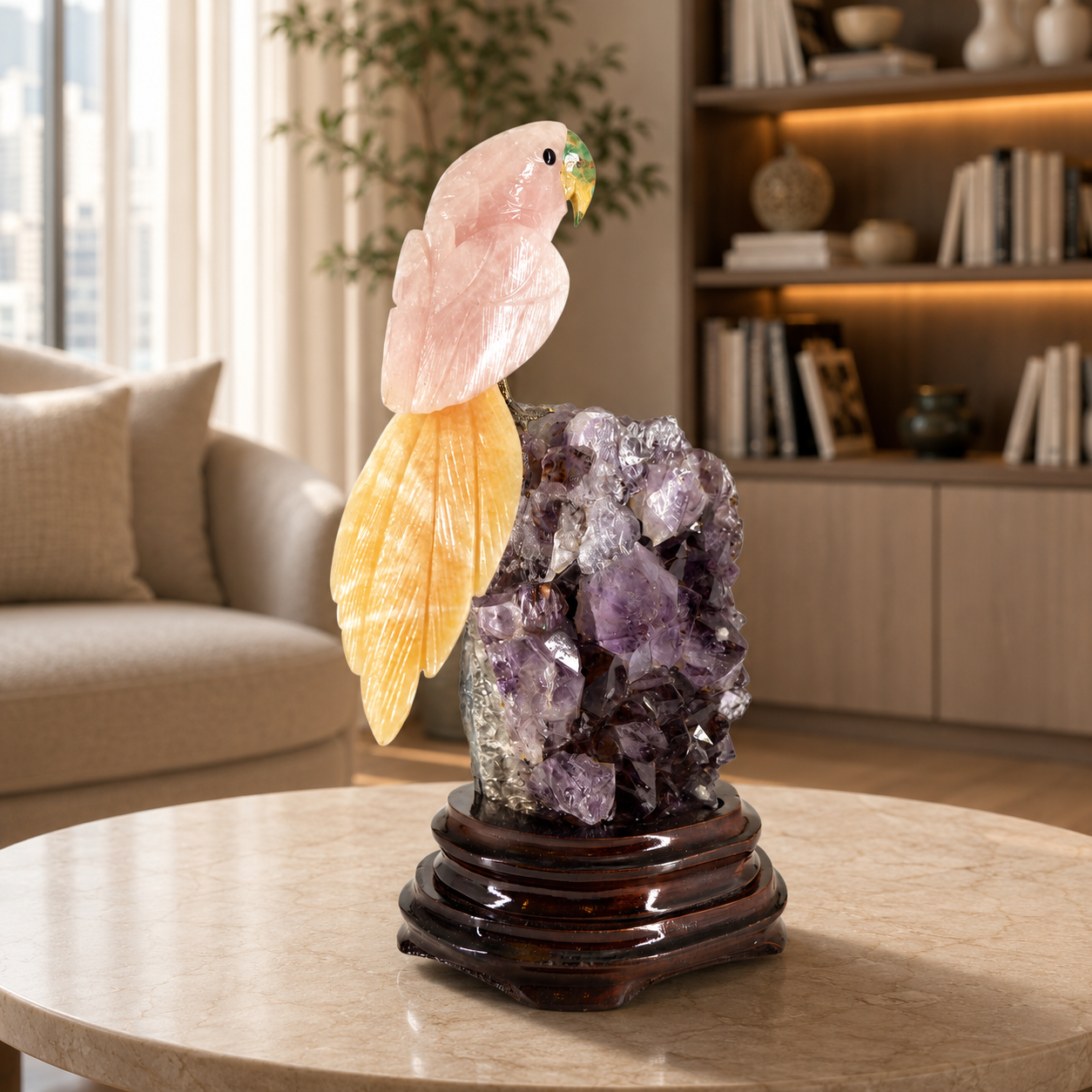 Rosavelle Amethyst Gemstone Bird – Crystal Parrot Home Décor, Love & Positivity Symbol | 10.7 Inch, 1.9 kg
