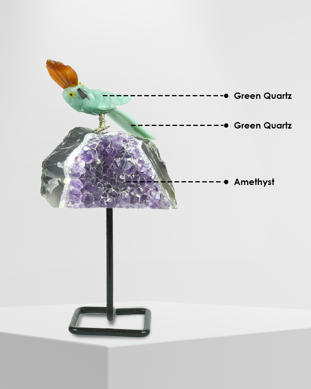 Growth Gemstone Bird  (Steel Stand )