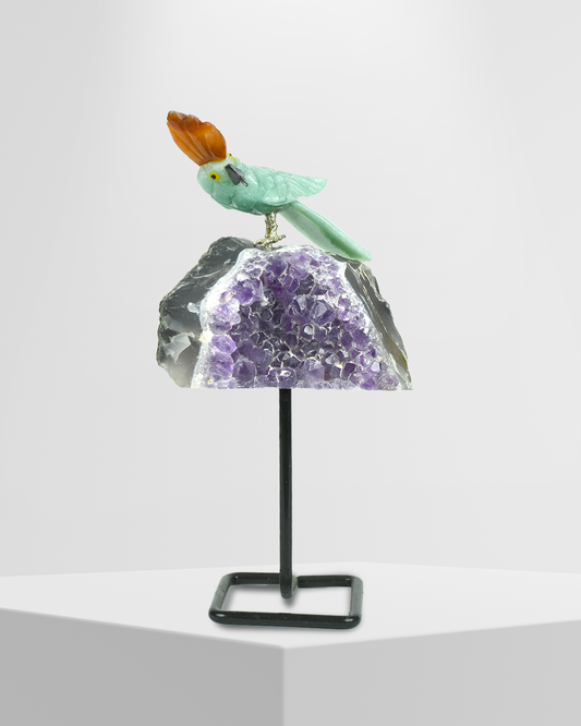 Growth Gemstone Bird  (Steel Stand )