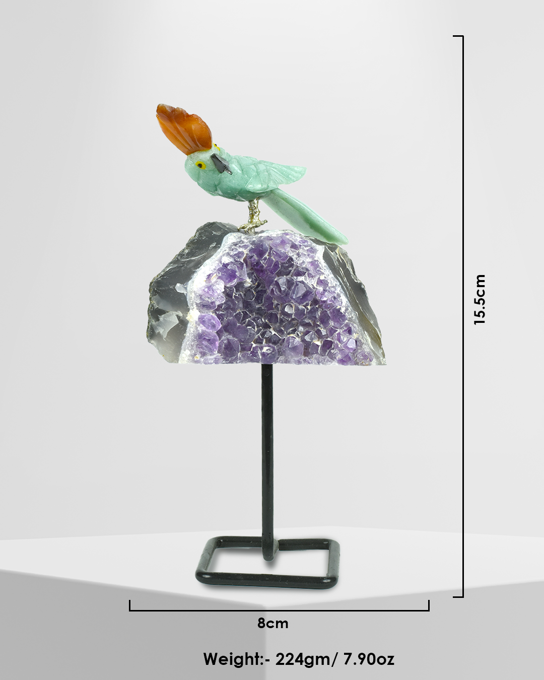 Growth Gemstone Bird  (Steel Stand )
