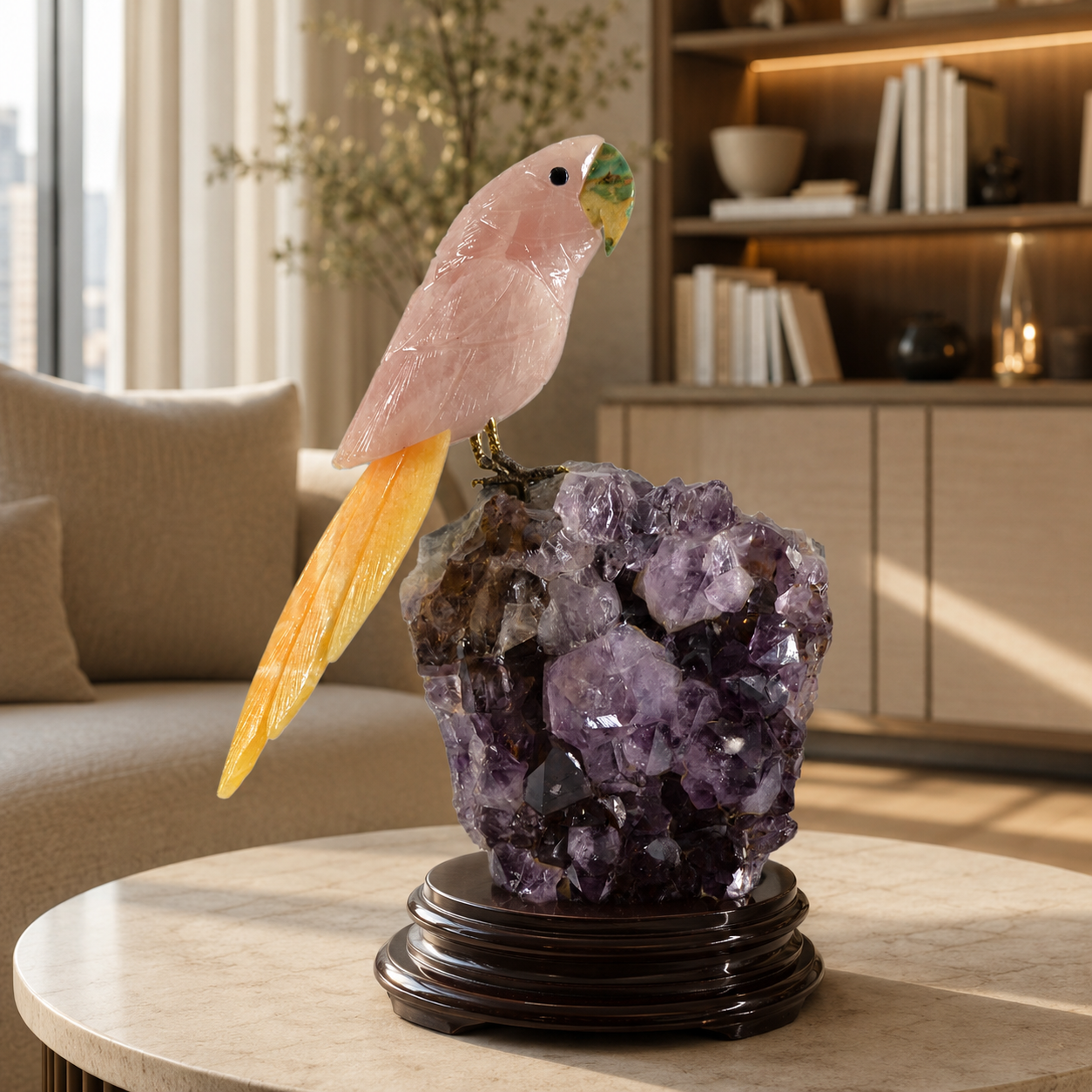 Rosavelle Amethyst Gemstone Bird – Crystal Parrot Home Décor, Love & Positivity Symbol | 10.7 Inch, 1.9 kg
