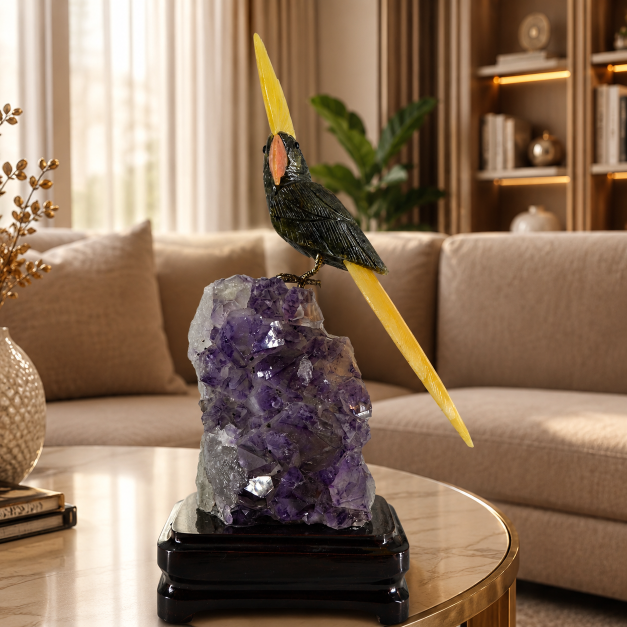 Noirvia Amethyst Gemstone Bird – Crystal Parrot Home Décor, Protection & Positivity Symbol | 11.5 Inch, 2.136 kg