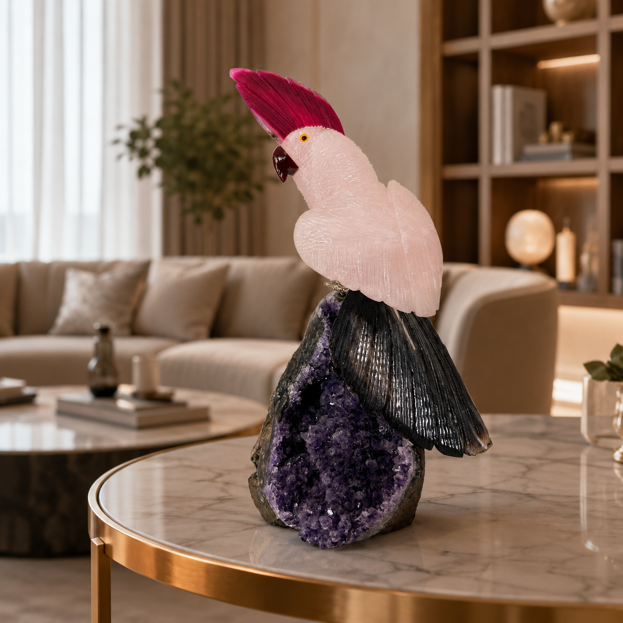 Aurevia Amethyst Gemstone Bird – Crystal Parrot Home Décor, Peace & Emotional Harmony Symbol | 11 Inch | 2.6 kg