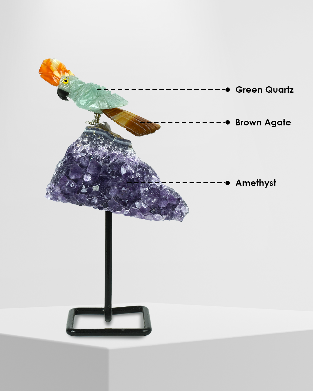 Energy Gemstone Bird (Steel stand)