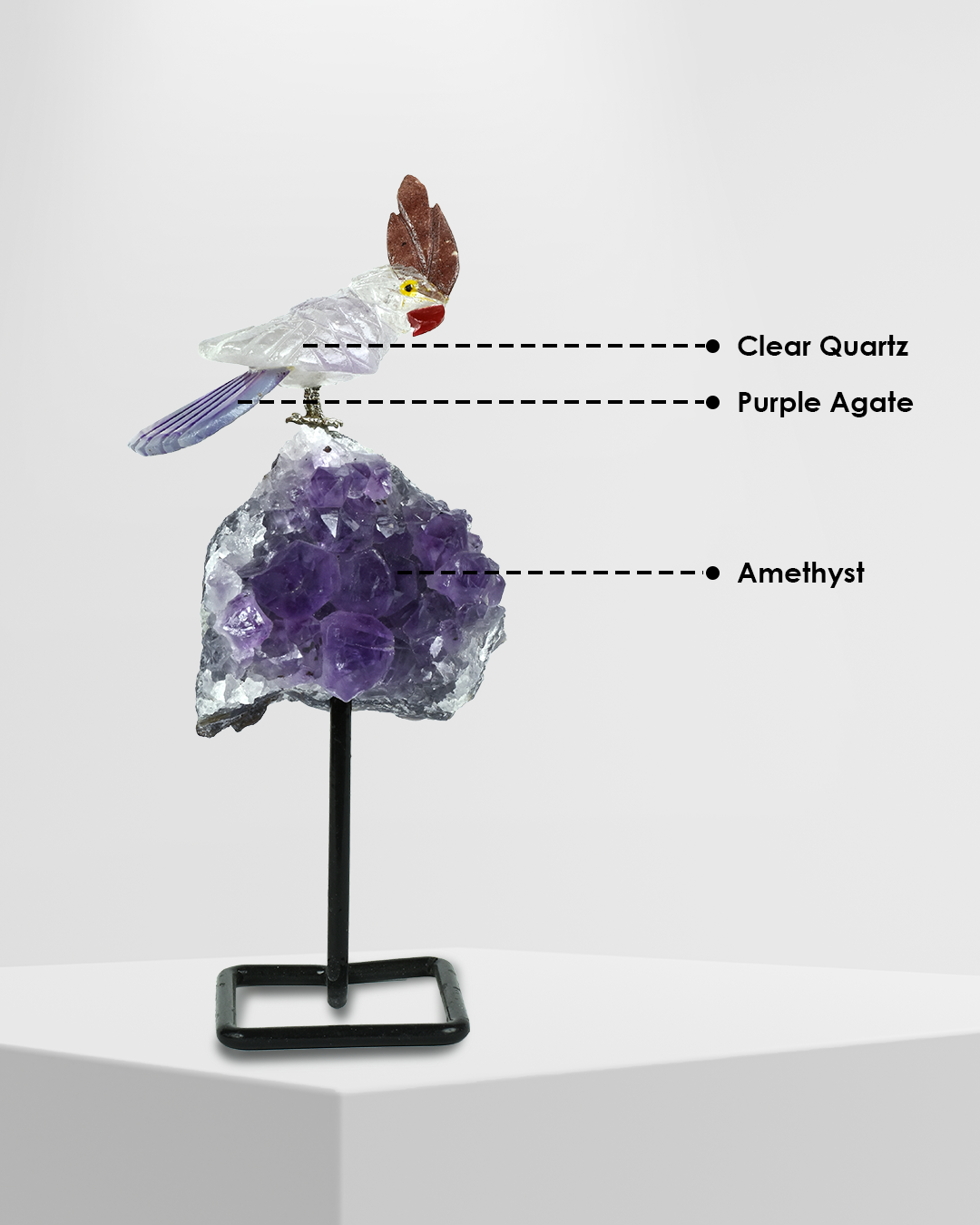 Strength Gemstone Bird (Steel Stand)