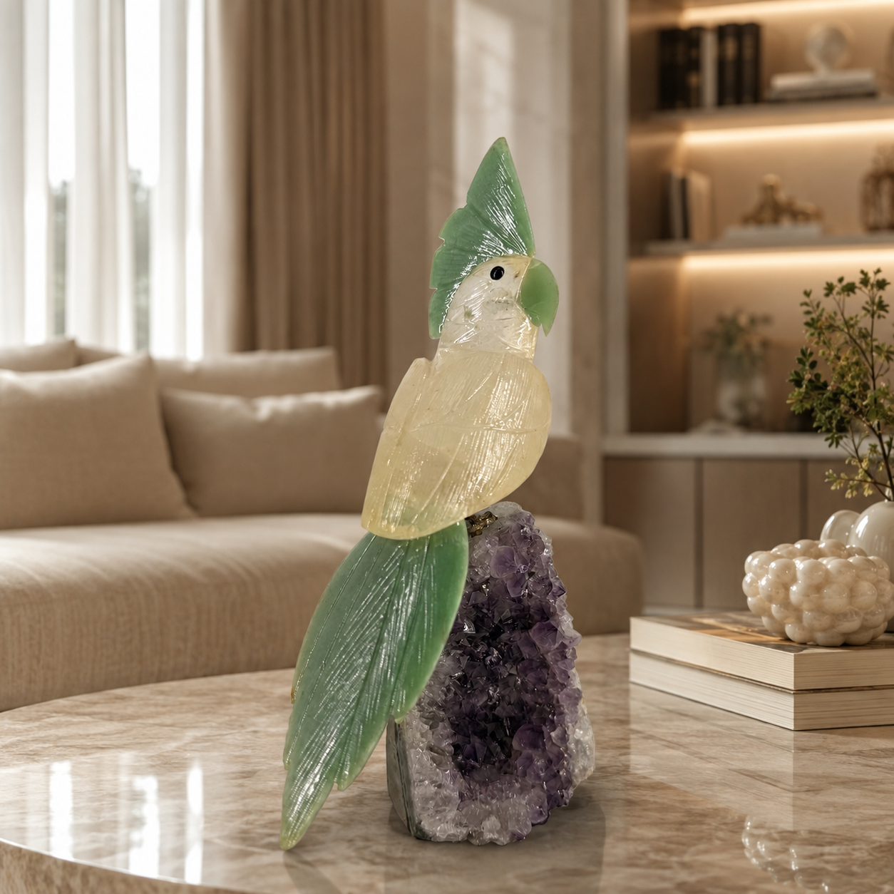 Aurevia Amethyst Gemstone Bird – Crystal Parrot Home Décor, Clarity & Prosperity Symbol | 8 Inch | 1.2 kg