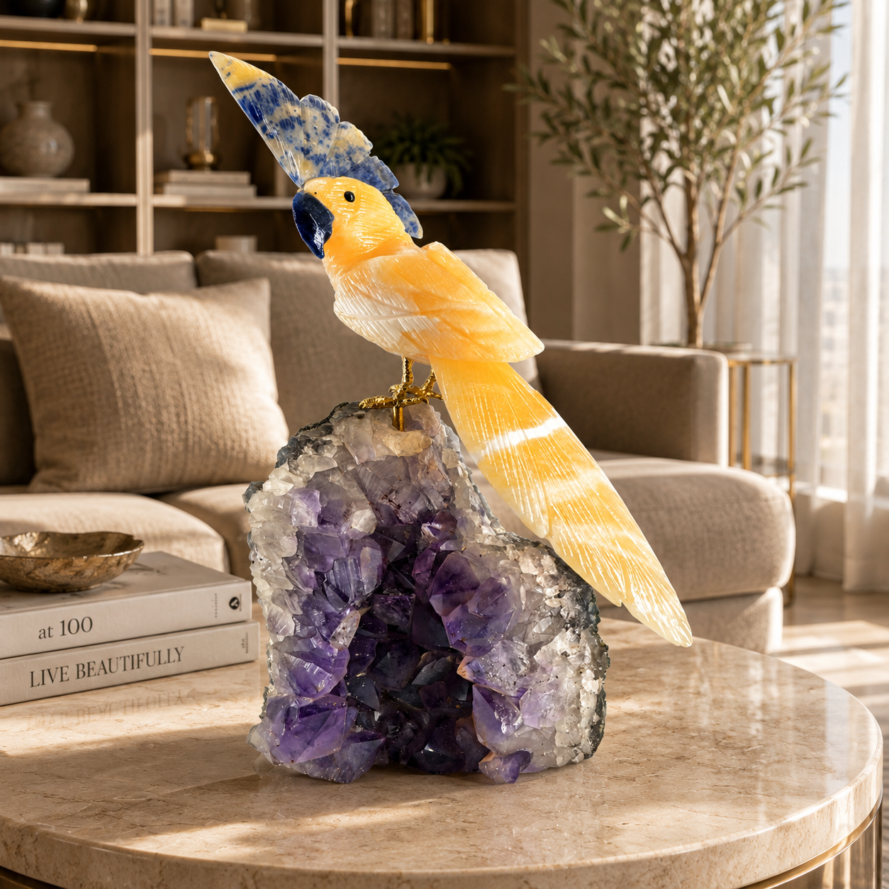 Auracrest Amethyst Gemstone Bird – Crystal Parrot Home Décor, Joy & Positivity Symbol | 9.5 Inch, 1.6 kg
