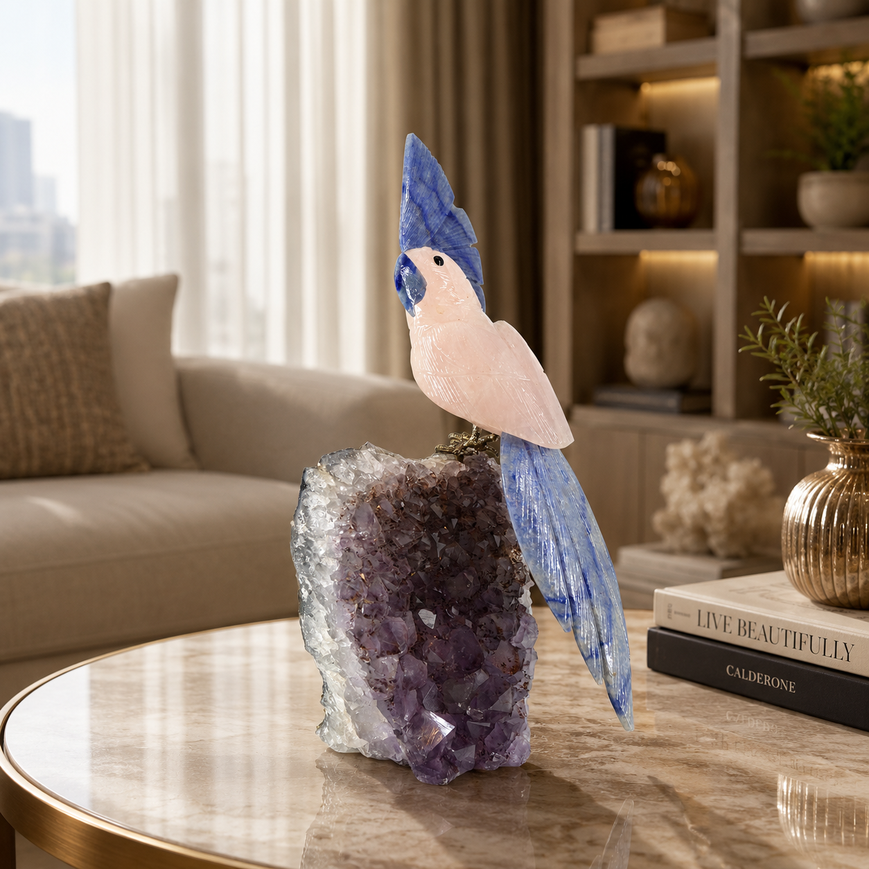 Seravia Amethyst Gemstone Bird – Crystal Parrot Home Décor, Love & Wisdom Symbol | 11 Inch, 1.3 kg
