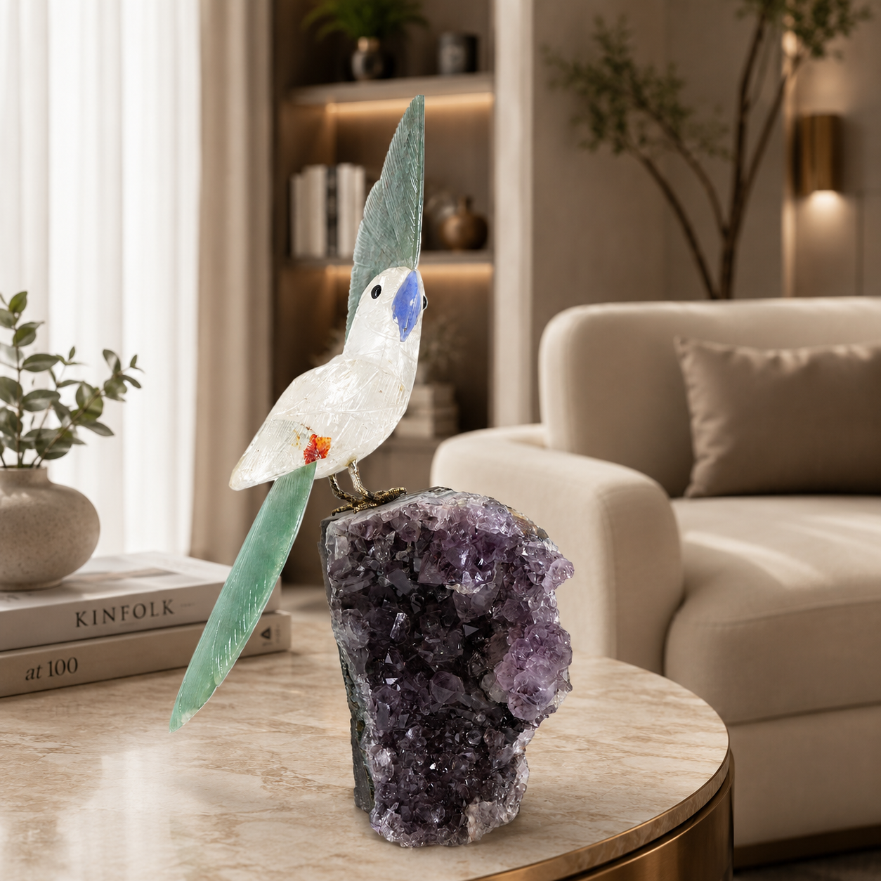 Aurevia Celestia Gemstone Bird – Crystal Parrot Home Décor, Prosperity & Harmony Symbol | 11 Inch, 1.6 kg