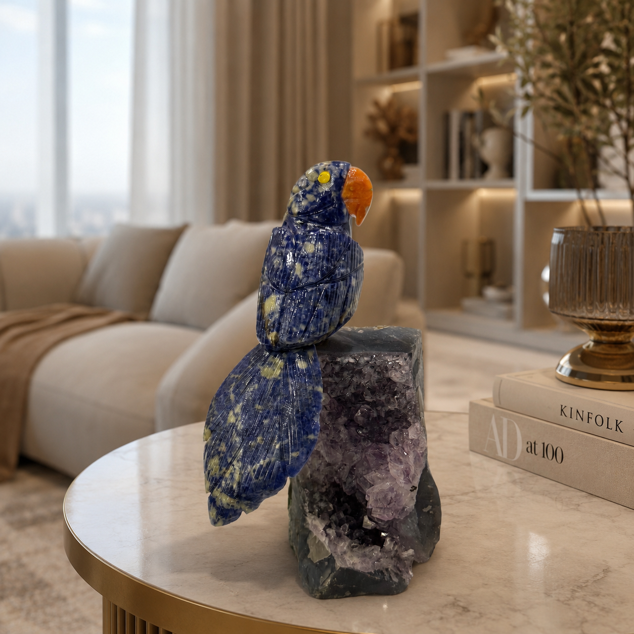 Celestia Amethyst Gemstone Bird – Crystal Parrot Home Décor, Wisdom & Harmony Symbol | 6 Inch, 0.740 kg