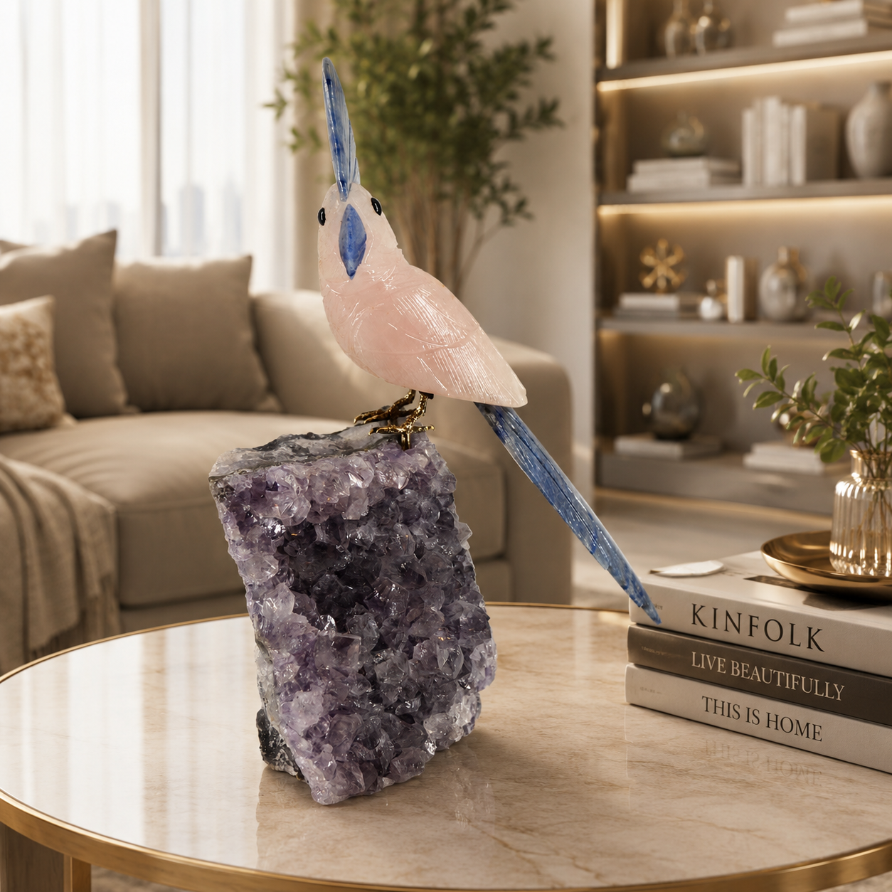 Serenova Amethyst Gemstone Bird – Crystal Parrot Home Décor, Love & Wisdom Symbol | 9.4 Inch, 1.8 kg