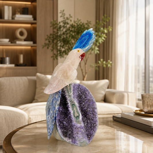 Aurevia Amethyst Gemstone Bird – Crystal Parrot Home Décor, Serenity & Wisdom Symbol | 10 Inch, 2.3 kg