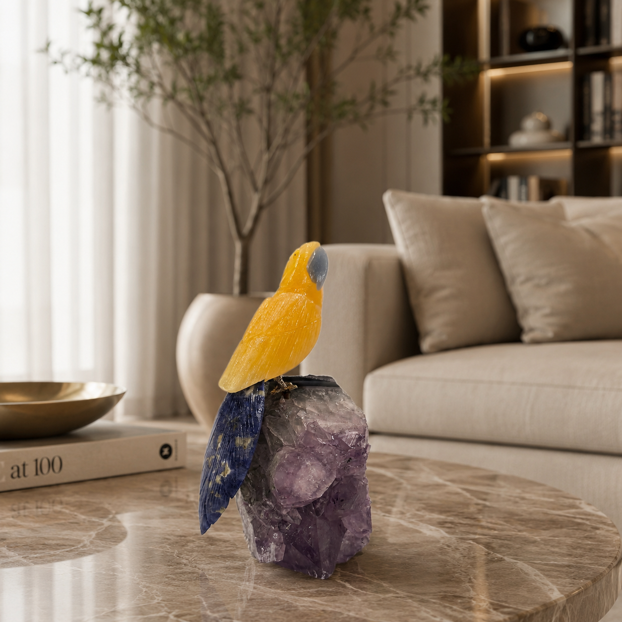 Solara Amethyst Gemstone Bird – Crystal Parrot Home Décor, Joy & Wisdom Symbol | 5.4 Inch, 0.866 kg