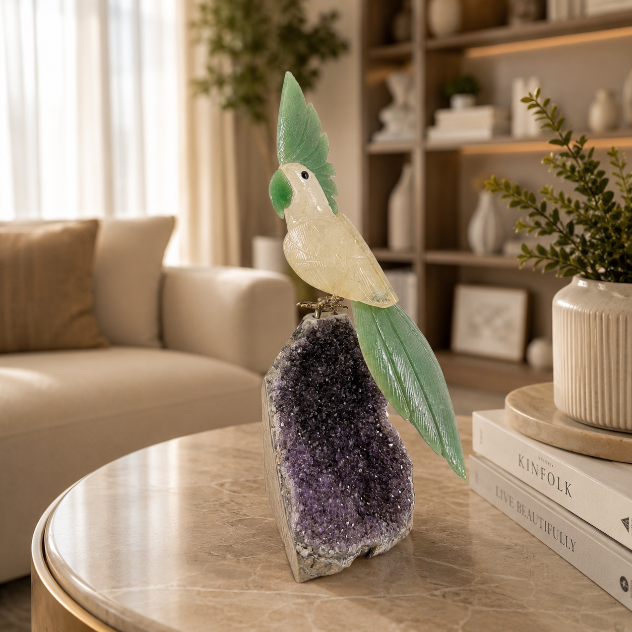 Aurevia Amethyst Gemstone Bird – Crystal Parrot Home Décor, Growth & Clarity Symbol | 9 Inch, 1.4 kg