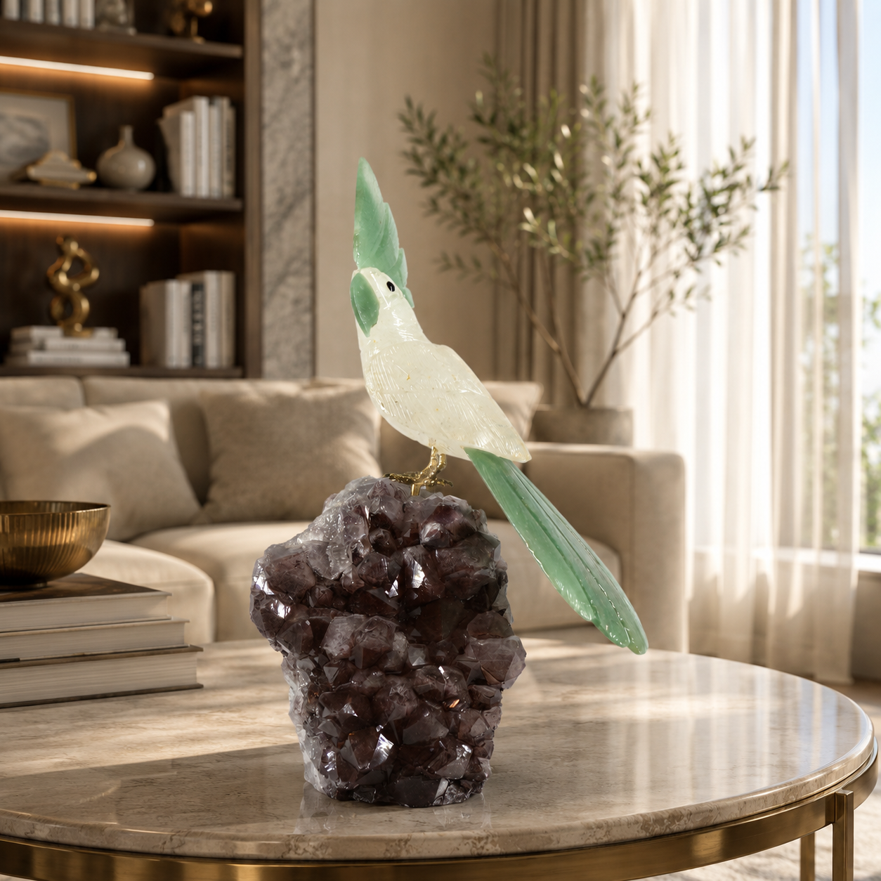 Verdelia Amethyst Gemstone Bird – Crystal Parrot Home Décor, Prosperity & Purity Symbol | 10.8 Inch, 2.310 kg
