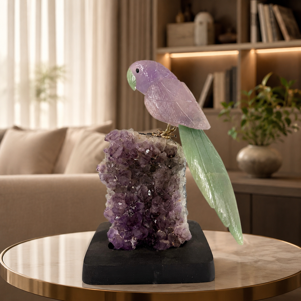 Aurevia Amethyst Gemstone Bird – Crystal Parrot Home Décor, Serenity & Prosperity Symbol | 9.1 Inch, 1.6 kg