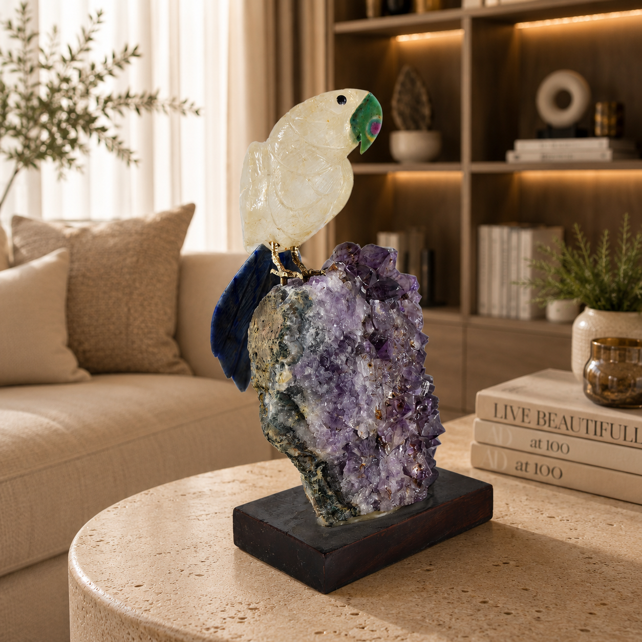 Aurelis Amethyst Gemstone Bird – Crystal Parrot Home Décor, Wisdom & Serenity Symbol | 8 Inch, 1.8 kg