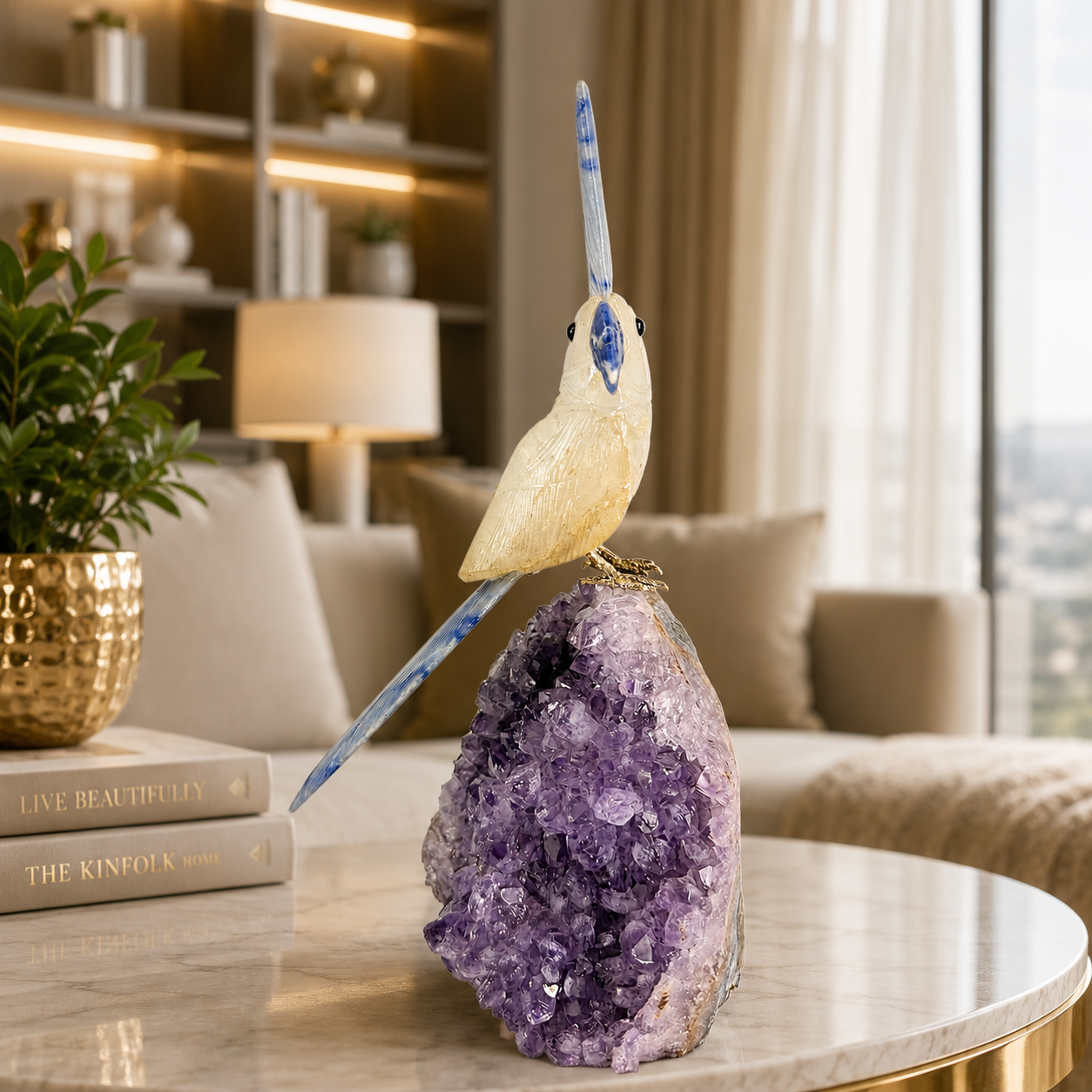 Aurevia Amethyst Gemstone Bird – Crystal Parrot Home Décor, Clarity & Wisdom Symbol | 9 Inch, 1.2 kg