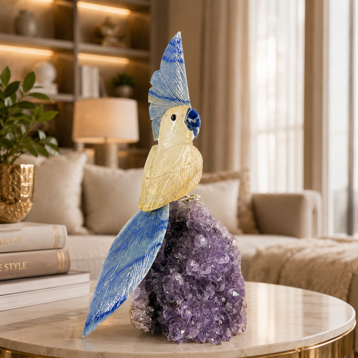 Aurevia Amethyst Gemstone Bird – Crystal Parrot Home Décor, Clarity & Wisdom Symbol | 9 Inch, 1.2 kg