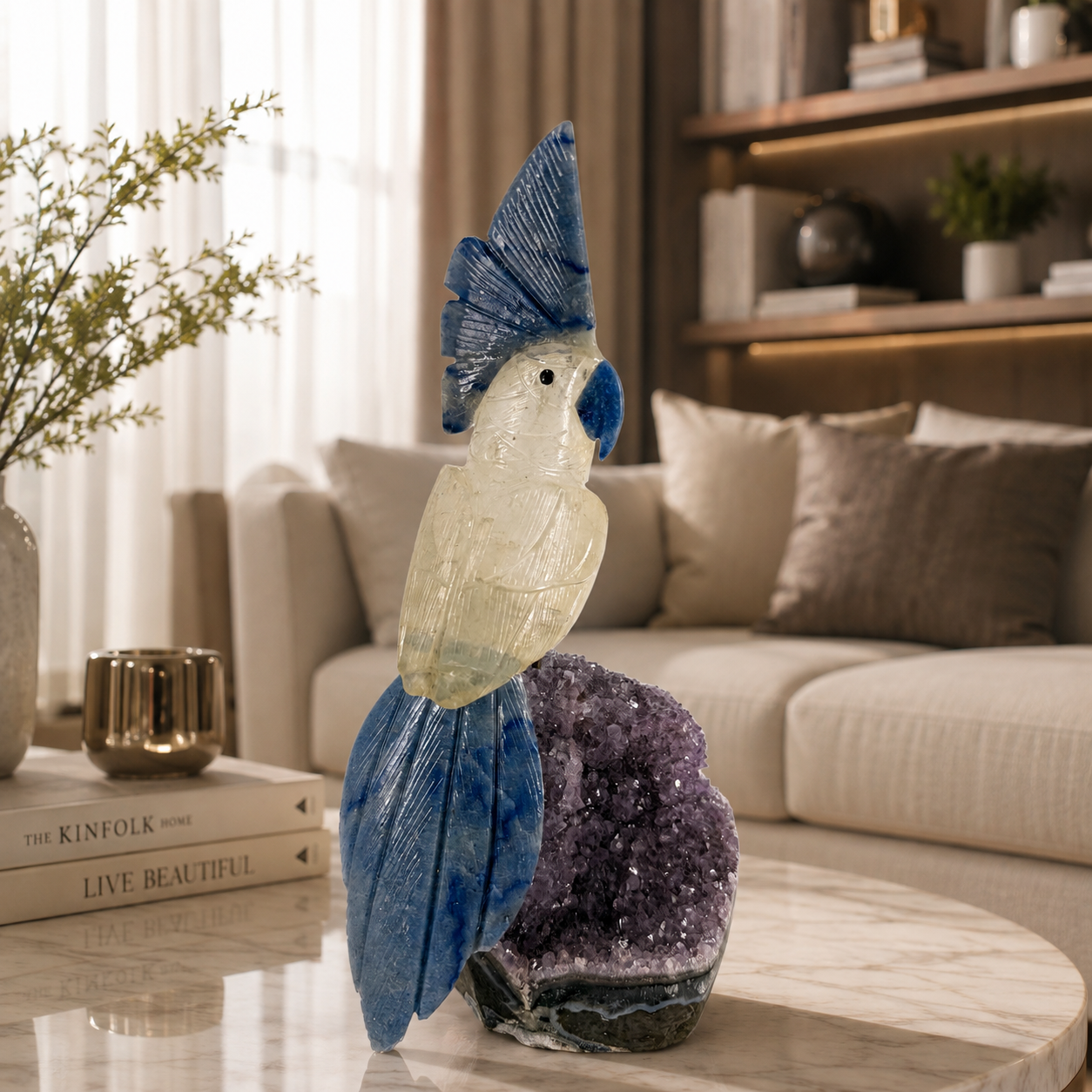 Aurevia Amethyst Gemstone Bird – Crystal Parrot Home Décor, Wisdom & Clarity Symbol | 10 Inch | 1.4 kg