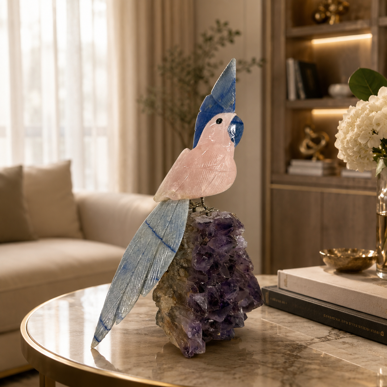 Roselume Amethyst Gemstone Bird – Crystal Parrot Home Décor, Love & Wisdom Symbol | 10 Inch, 1.6 kg
