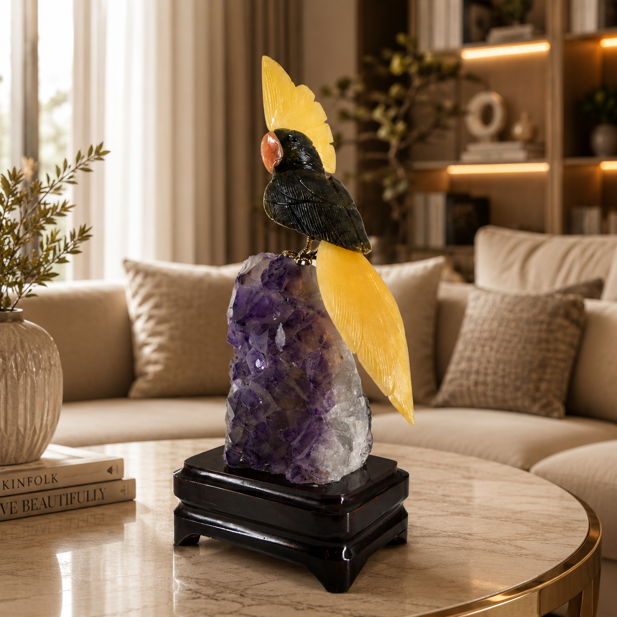 Noirvia Amethyst Gemstone Bird – Crystal Parrot Home Décor, Protection & Positivity Symbol | 11.5 Inch, 2.136 kg