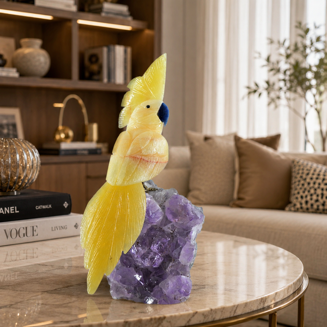 Solara Amethyst Gemstone Bird – Crystal Parrot Home Décor, Joy & Positivity Symbol | 10 Inch, 2.044 kg