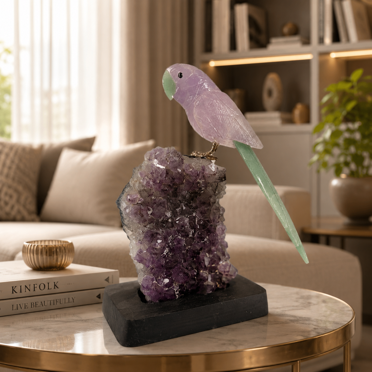 Aurevia Amethyst Gemstone Bird – Crystal Parrot Home Décor, Serenity & Prosperity Symbol | 9.1 Inch, 1.6 kg