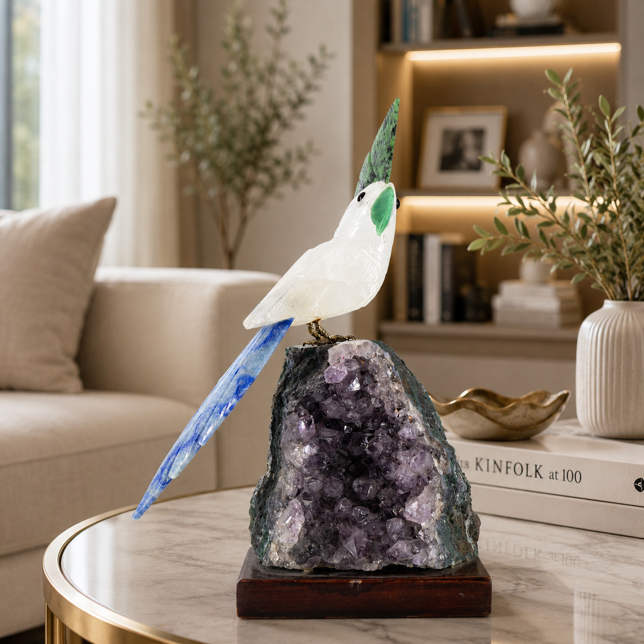 Aventis Aura Gemstone Bird – Crystal Parrot Home Décor, Prosperity & Serenity Symbol (8 Inch, 1.5 kg)