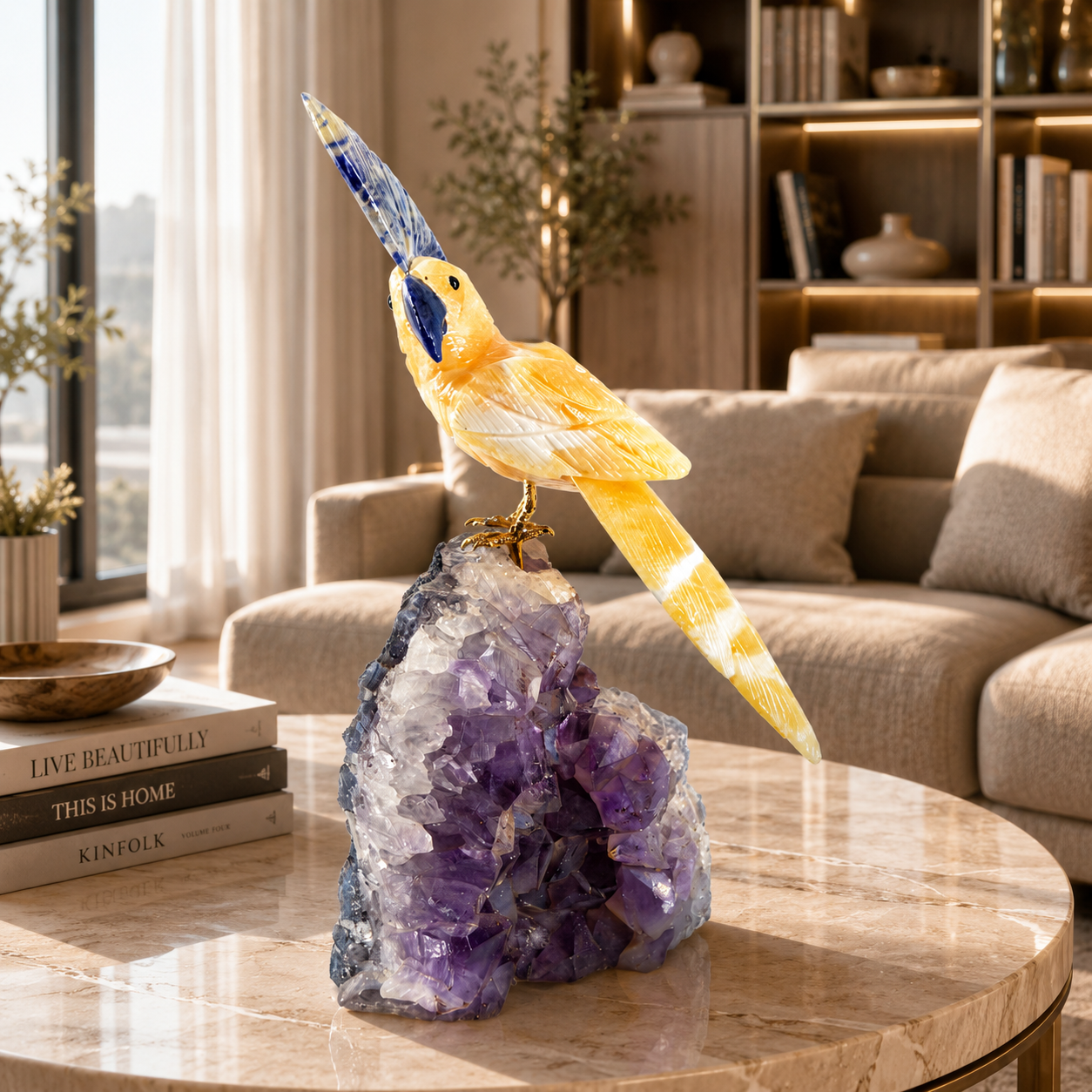 Auracrest Amethyst Gemstone Bird – Crystal Parrot Home Décor, Joy & Positivity Symbol | 9.5 Inch, 1.6 kg