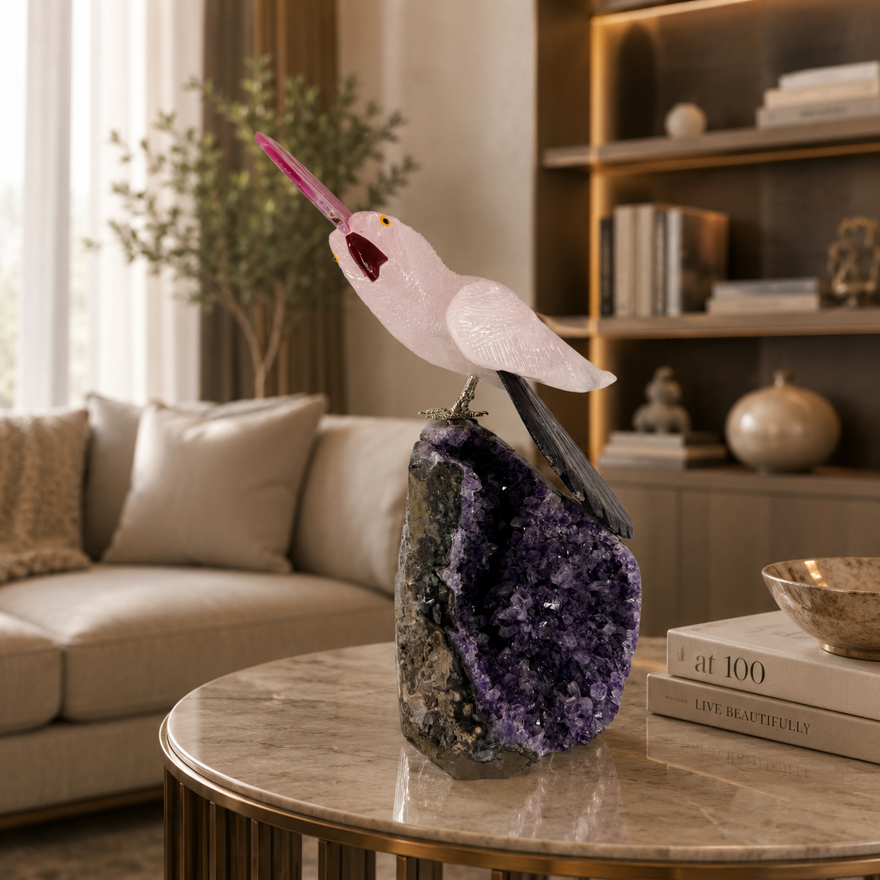 Aurevia Amethyst Gemstone Bird – Crystal Parrot Home Décor, Peace & Emotional Harmony Symbol | 11 Inch | 2.6 kg