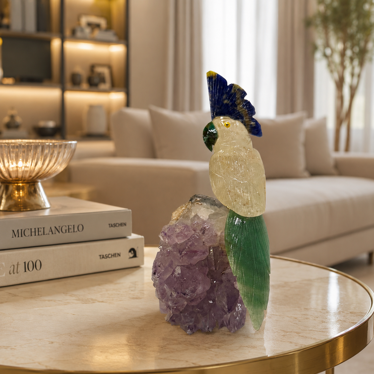 Verdelume Amethyst Gemstone Bird – Crystal Parrot Home Décor, Prosperity & Clarity Symbol |  7 Inch | 0.934 kg