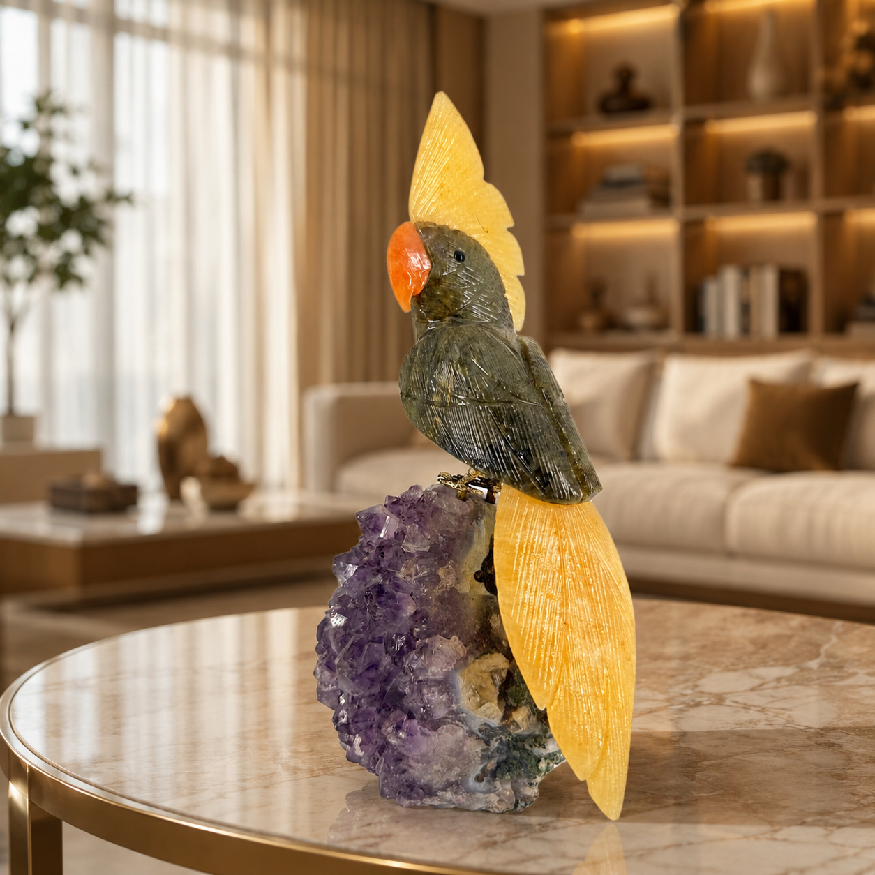 Aurevia Black Tourmaline Gemstone Bird – Crystal Parrot Home Décor, Protection & Prosperity Symbol | 9.8 Inch, 1.8 kg