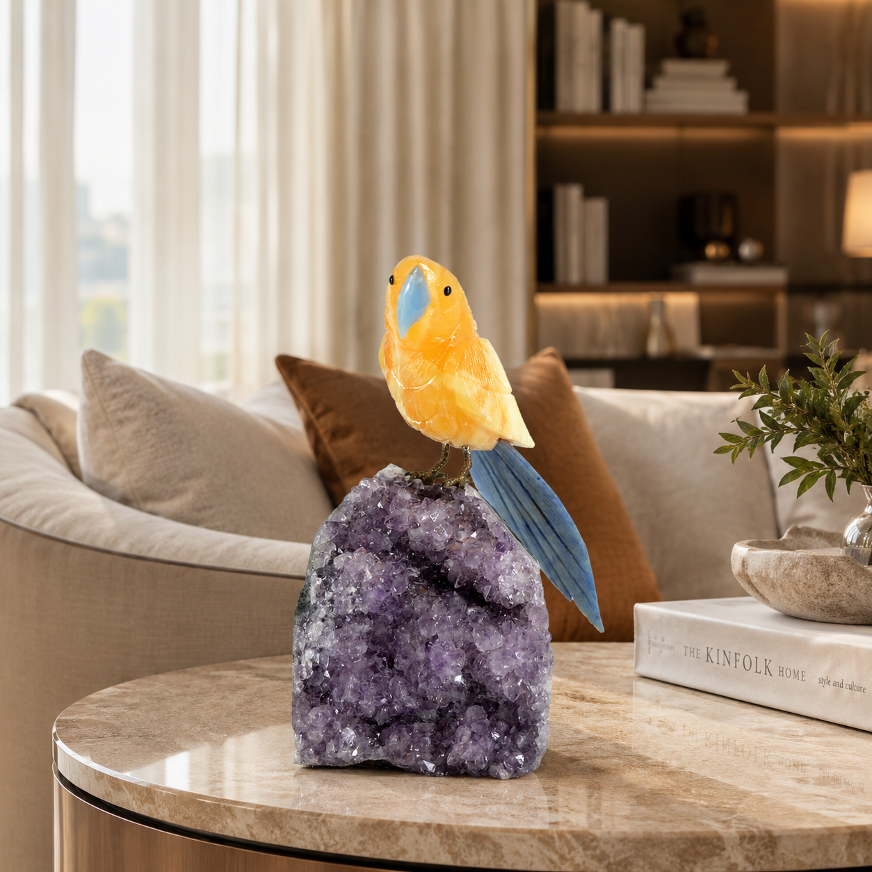 Auravelle Amethyst Gemstone Bird – Crystal Parrot Home Décor, Joy & Serenity Symbol